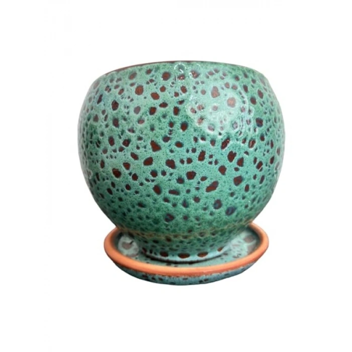 Turkuaz Şekilli 15 Cm Tabaklı Toprak Saksı