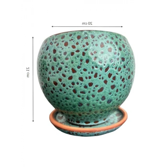 Turkuaz Şekilli 15 Cm Tabaklı Toprak Saksı