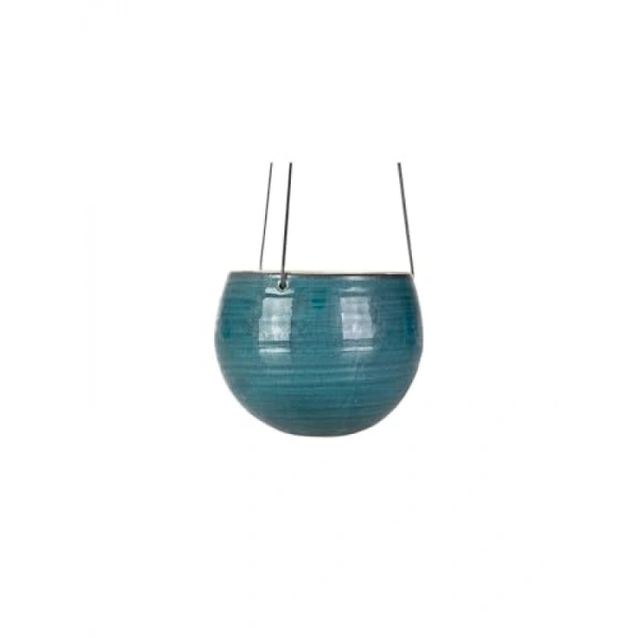 Turkuaz Seramik Askılı Saksı - 15x14 cm