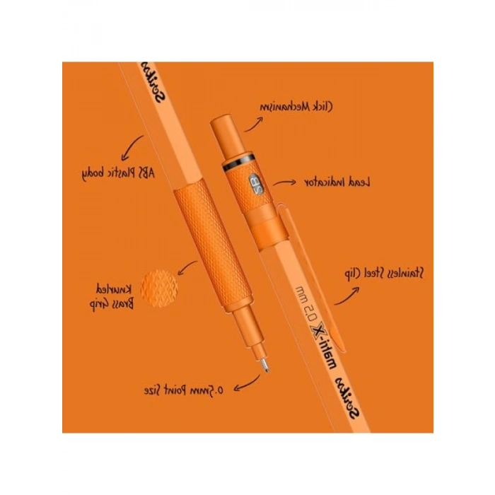 Turuncu Şeffaf Versatil Kalem - 0.5 mm, Ergonomik Tasarım