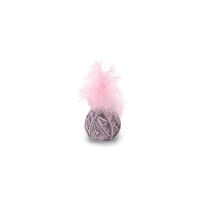 Tüylü Kedi Oyuncağı, Yün Top, Pembe ve Gri, 5 cm