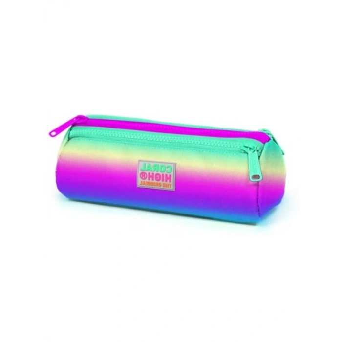 Üç Bölmeli Kalem Çantası, Pembe-Yeşil-Mor
