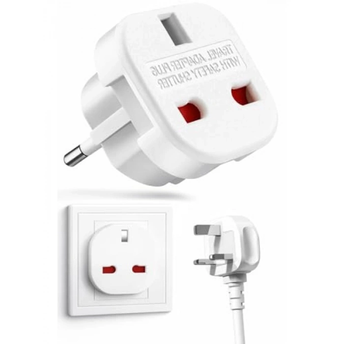 UKden ABye Seyahat Adaptörü - 3 Pinden 2 Pin Dönüştürücü