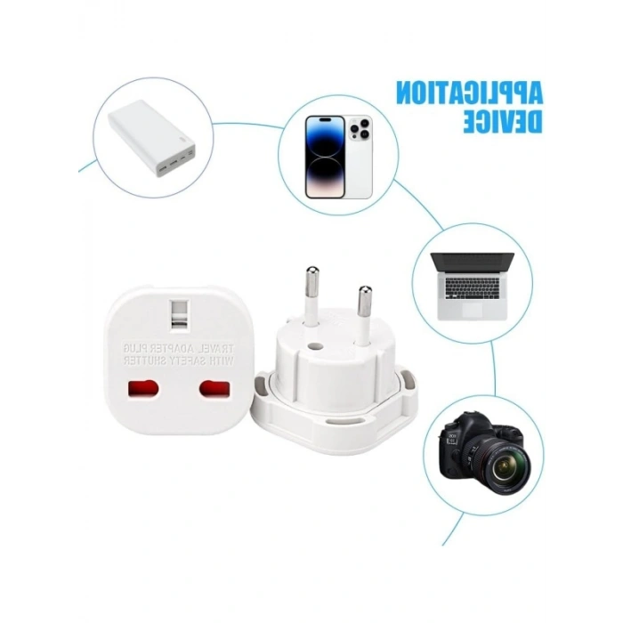 UKden ABye Seyahat Adaptörü - 3 Pinden 2 Pin Dönüştürücü