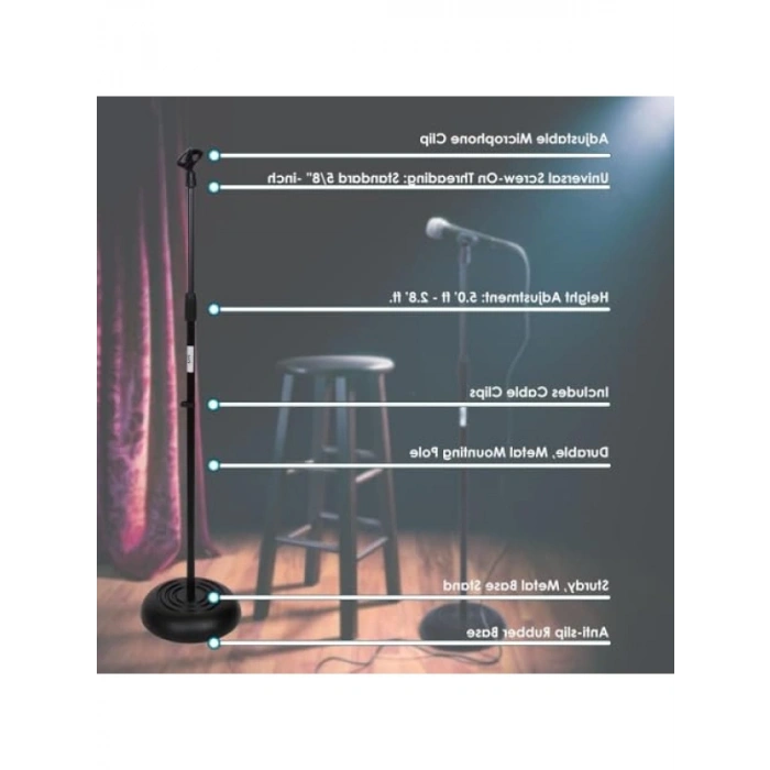 Ultra Hafif Kompakt Mikrofon Standı - Ayarlanabilir Yükseklik