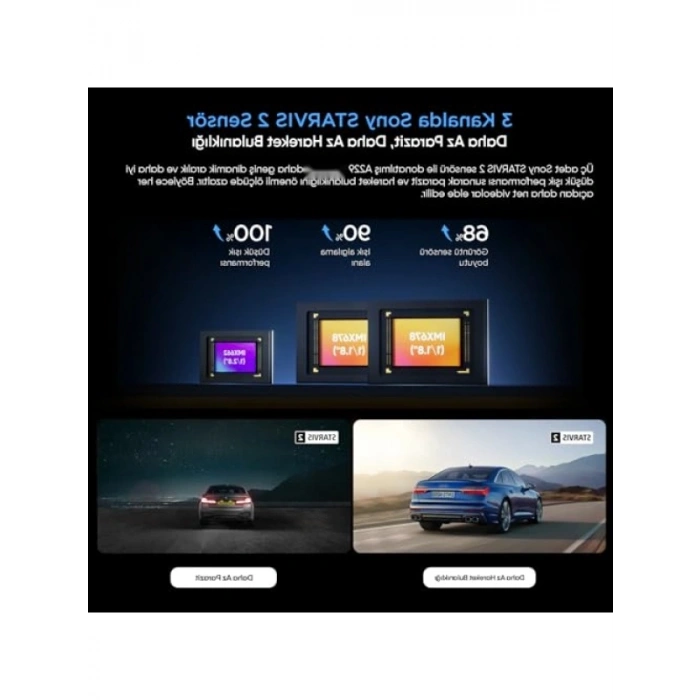 Ultra HD 3 Kameralı Araç Kamerası - 4K Ön+Arka+İç