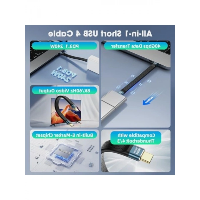 USB-C 4 Kablo - 240W Hızlı Şarj ve 8K Video Çıkışı