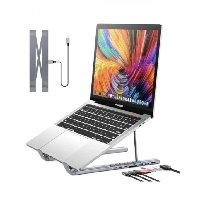 USB-C Taşınabilir Laptop Standı - HDMI 4K, USB 3.0, PD 100W Şarj, 11-17 inç Uyumlu