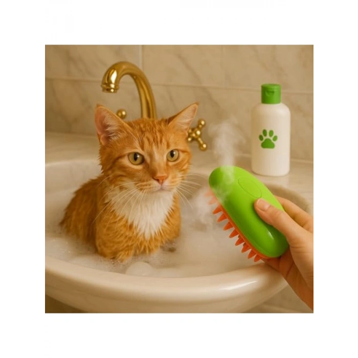 USB Şarjlı Buharlı Tüy Temizleme Fırçası - Kedi & Köpek Bakımı