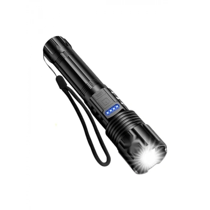 USB Şarjlı LED El Feneri - IPX-6 Su Geçirmez, Taktik El Işığı
