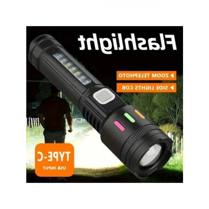 USB Şarjlı Ultra Güçlü LED El Feneri - 5 Modlu Aydınlatma