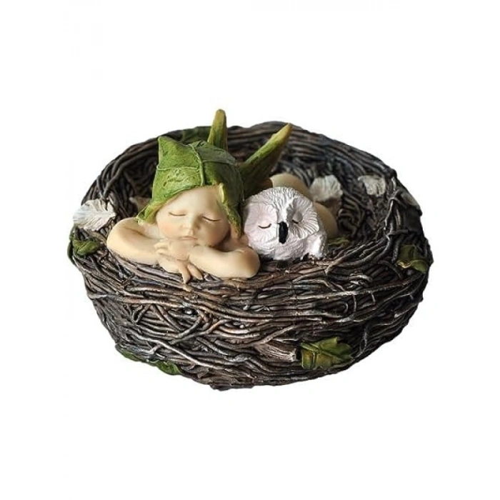 Uyuyan Peri Baykuş Yuva Heykeli, 6.35 cm Yükseklik