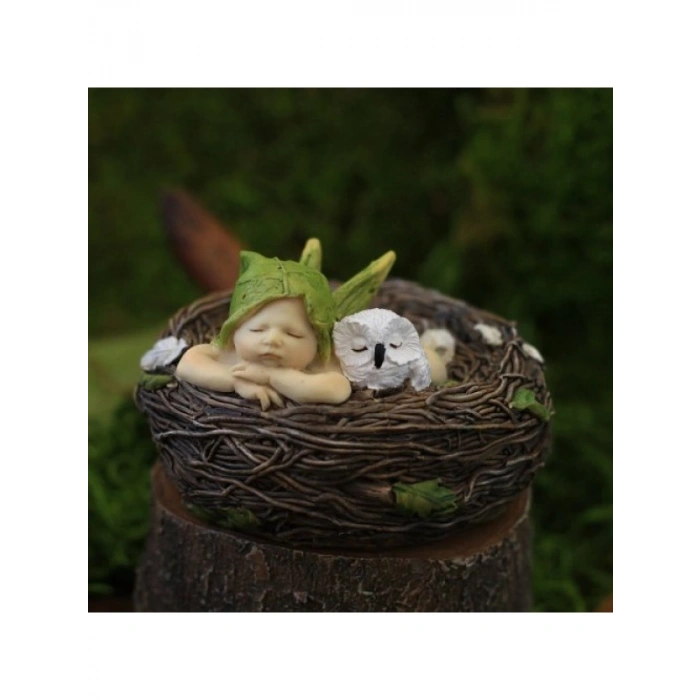 Uyuyan Peri Baykuş Yuva Heykeli, 6.35 cm Yükseklik