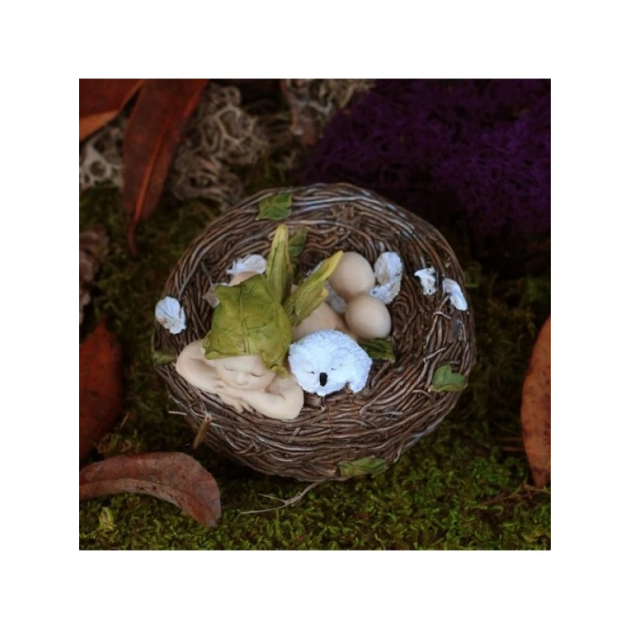 Uyuyan Peri Baykuş Yuva Heykeli, 6.35 cm Yükseklik
