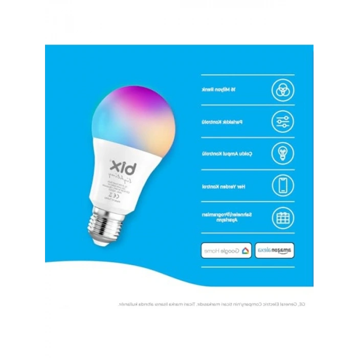 Uzaktan Kontrollü 9W RGB LED Akıllı Ampul - Wi-Fi ve Bluetooth Bağlantılı