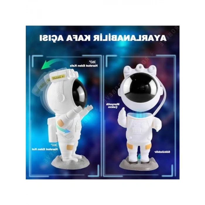 Uzaktan Kumandalı Astronot Projektör Gece Lambası - Çok Renkli Nebula İle Yıldızlı Atmosfer