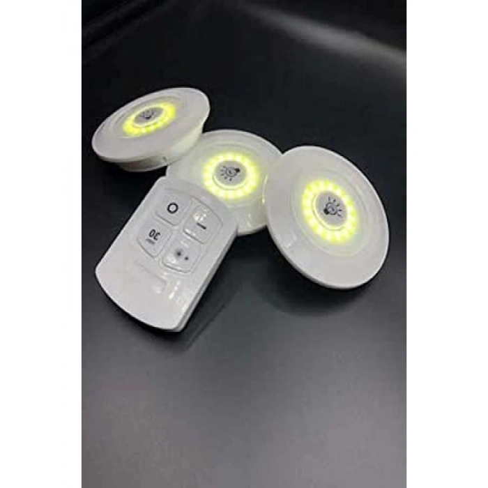 Uzaktan Kumandalı Yapışkanlı 3lü LED Spot Lamba Seti