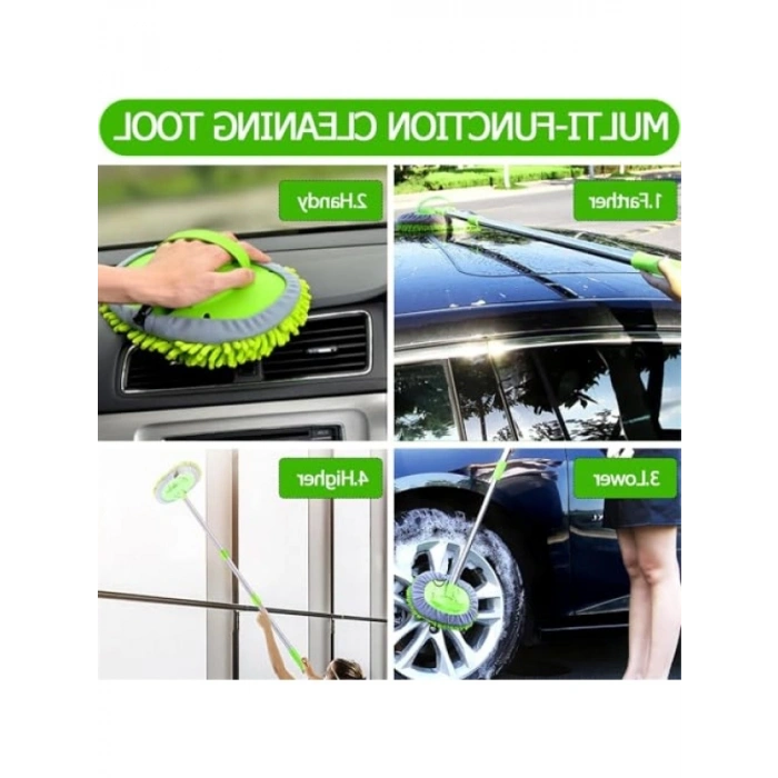 Uzun Saplı Araba Yıkama Fırçası, Mikrofiber Sünger ile Çiziksiz Temizlik
