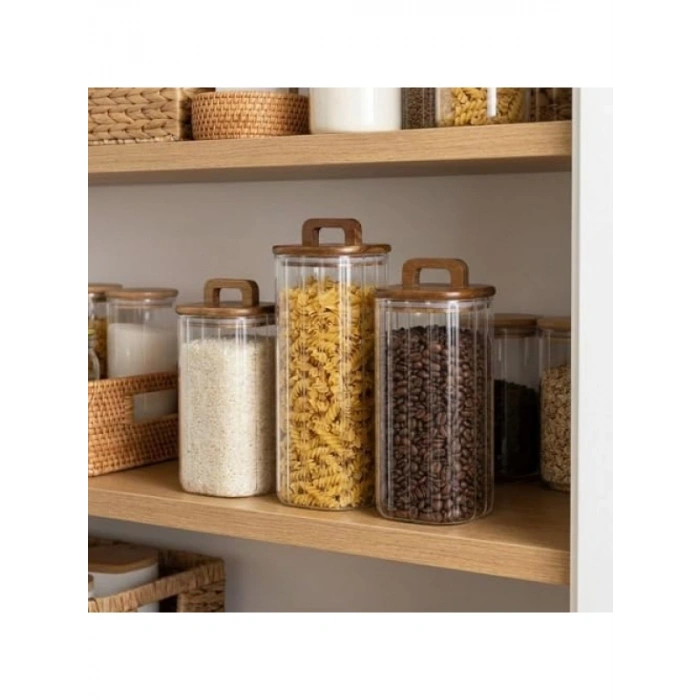 Vakumlu Silikon Contalı Çizgili Borosilikat Kavanoz (1100 ML ve 1500 ML Seçenekleri)