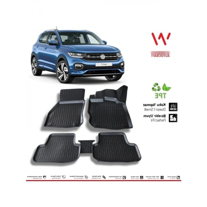 VW T-Cross 2022 Sonrası Uyumlu 3D Havuzlu Paspas Seti