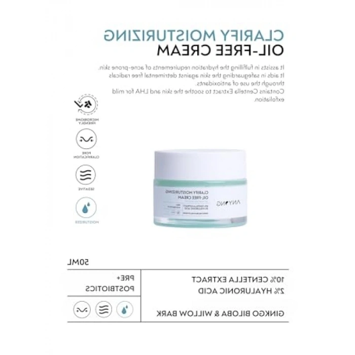 Yağsız Nemlendirici Krem, 50 ml (Centella Özü & Hyalüronik Asit)