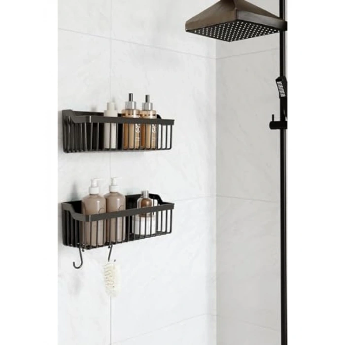 Yapışkanlı Banyo Rafı - 2li Set, Plastik Organizer