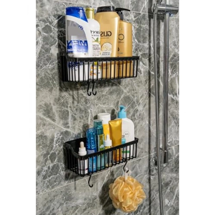 Yapışkanlı Banyo Rafı - 2li Set, Plastik Organizer
