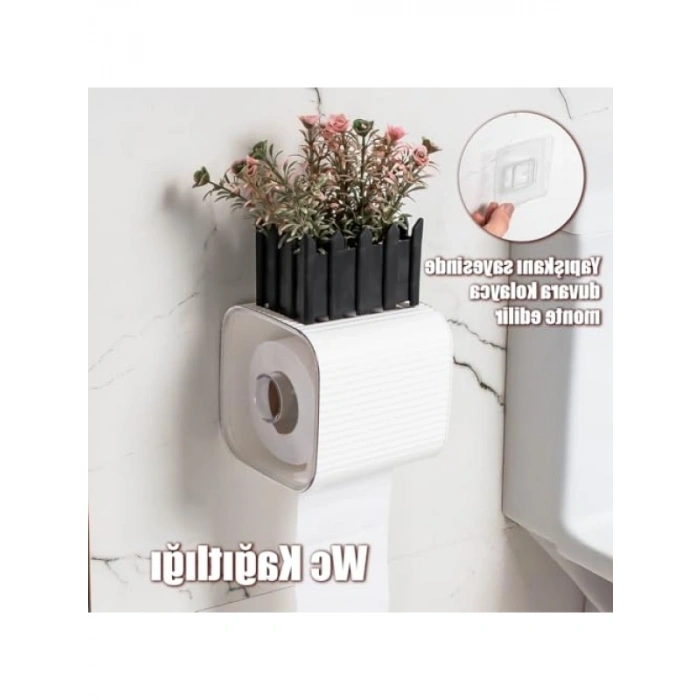 Yapışkanlı Banyo Tuvalet Kağıtlığı, Beyaz