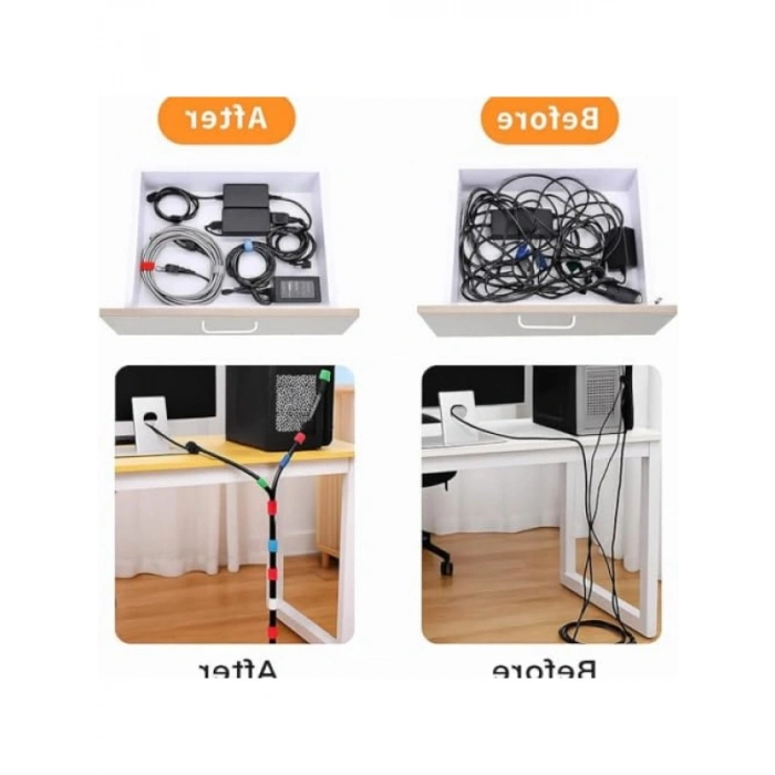 Yapışkanlı Cırt Bant Kablo Düzenleyici - 5.5 Metre
