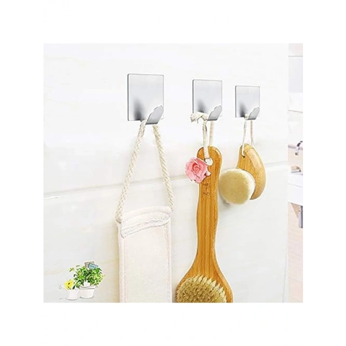 Yapışkanlı Metal Askı, Gümüş Renk, 2x2 cm