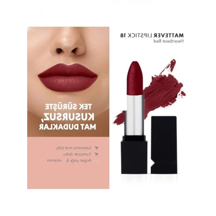 Yarı Mat Saten Bitişli Ruj - Kızıl Kahverengi