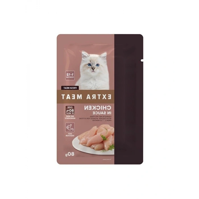 Yavru Kedi için Tavuk Etli Yaş Mama - 80 Gr x 24 Adet
