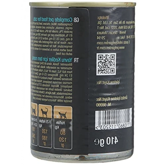 Yavru Kediler İçin Dana Etli Konserve Mama 410 Gr 2li Paket