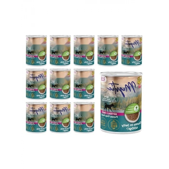 Yavru Köpek İçin Biftekli ve Jöleli Konserve Mama, 400 Gr (12 Adet)