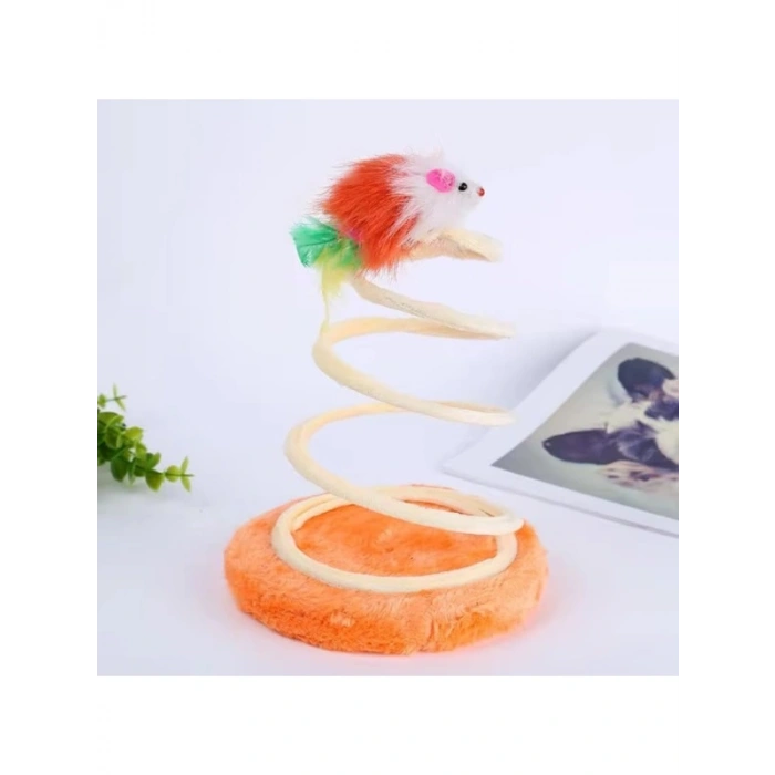 Yaylı Peluş Kedi Oyuncağı, Fare Şeklinde, Katlanabilir