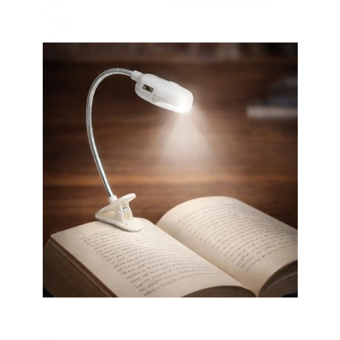 Yaylı Pilli LED Kitap Okuma Lambası, Mandallı Tasarım