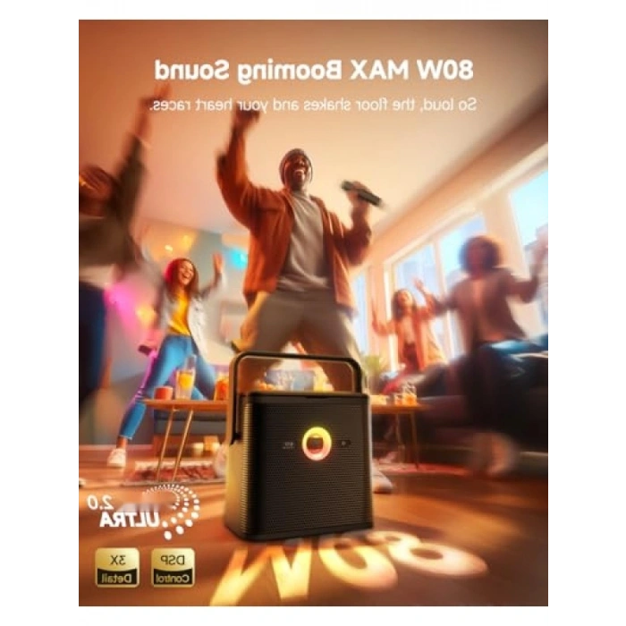 Yetişkinler için Karaoke Makinesi, Kablosuz Mikrofon ve Ekran ile