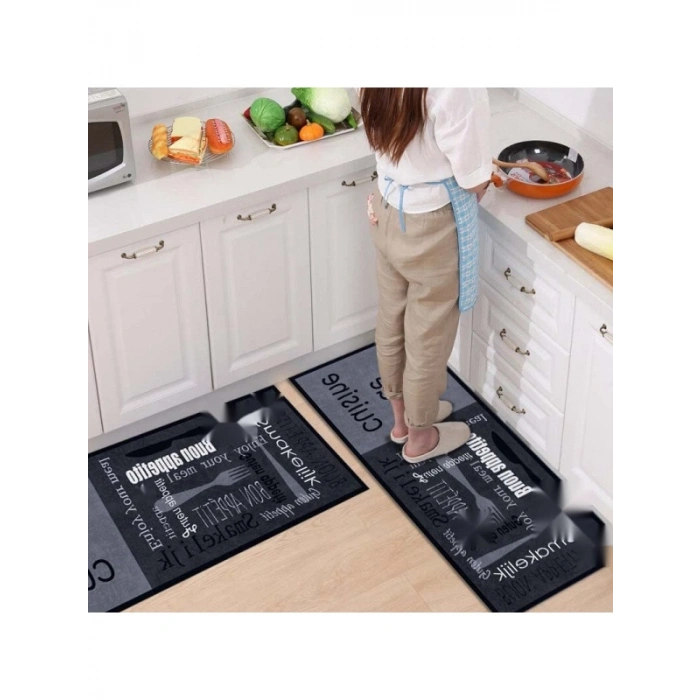 Yıkanabilir Kaydırmaz Antibakteriyel Mutfak Halısı - 100x200cm Boyutunda