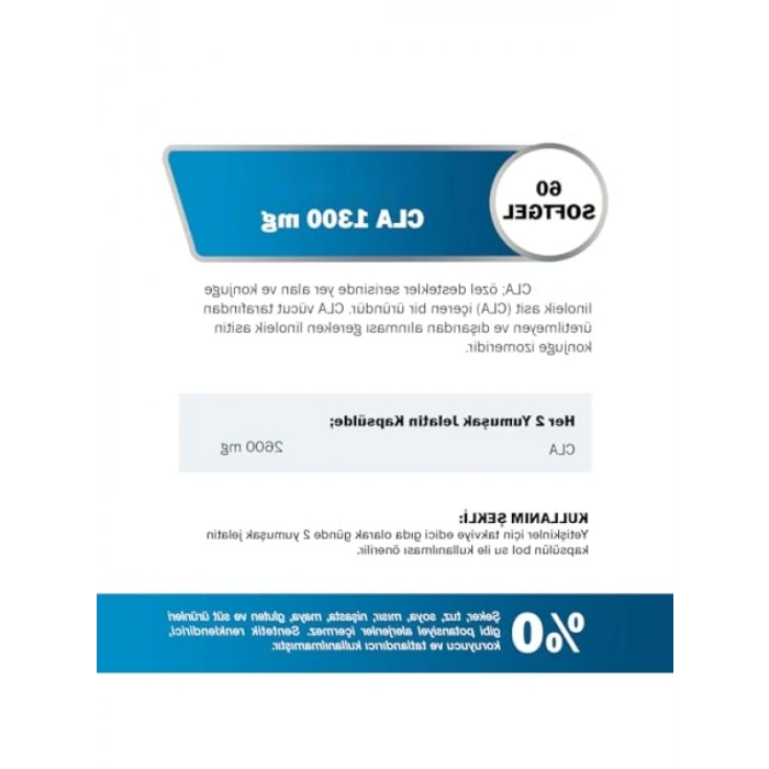 Yüksek Doz Konjuge Linoleik Asit (CLA) 1300 mg - 60 Yumuşak Kapsül