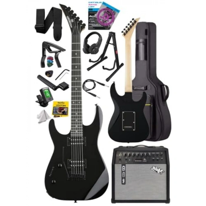 Yüksek Kalite 50W Amfili Elektro Gitar - Black Rosewood