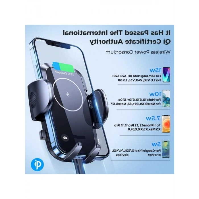 Yüksek Kaliteli 15W Kablosuz Şarj Araç Telefon Tutucu