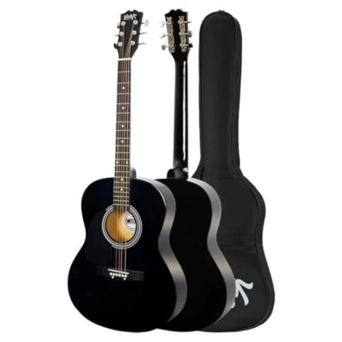 Yüksek Kaliteli 40 İnç Siyah Akustik Gitar Seti - 4/4 Yetişkin
