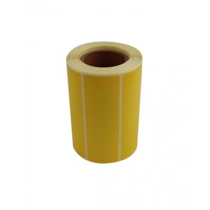 Yüksek Kaliteli Sarı Kuşe Etiket 100mm x 30mm Ruloda 500 Adet
