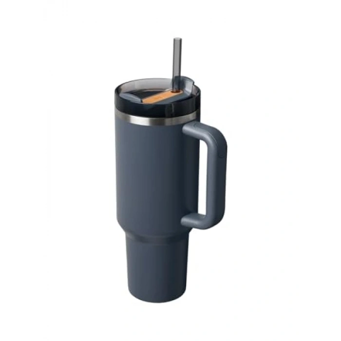 Yüksek Kapasiteli Pipetli Termos Bardak, Lacivert, 0.89 Litre