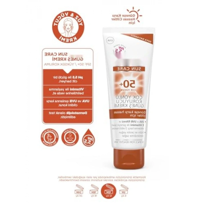 Yüksek Koruma Güneş Kremi 50 SPF 75 ml - E Vitamini İçerir
