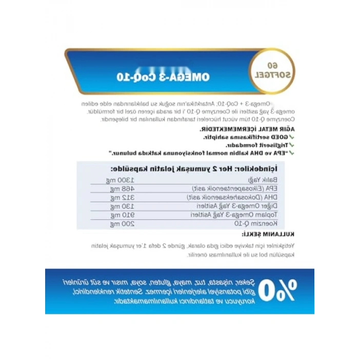 Yüksek Omega-3 Desteği, 60 Soft Jel, CoQ-10 ile