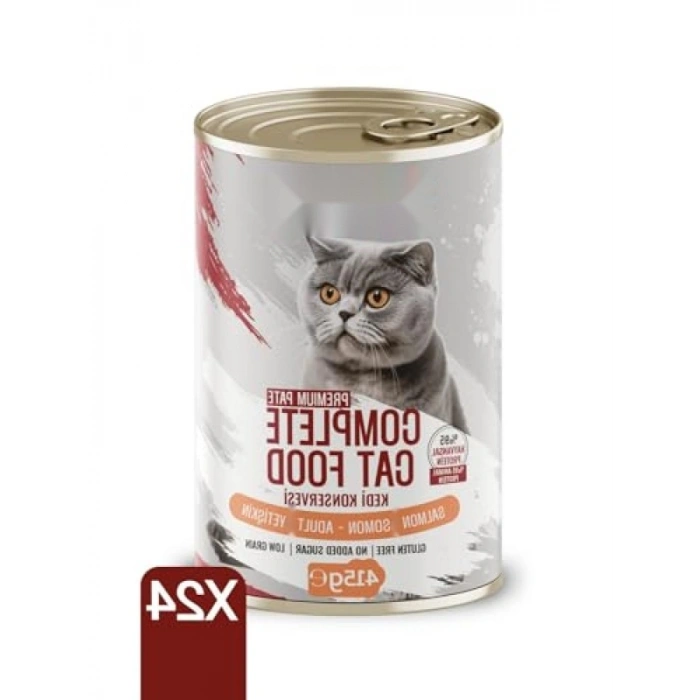 Yüksek Proteinli Somonlu Yetişkin Kedi Konservesi, 415 gr x 24 Adet
