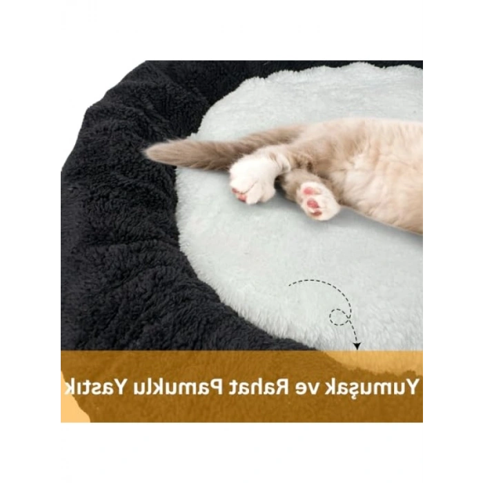 Yumuşak Peluş Kedi ve Köpek Yatağı - 50x50 cm (Siyah)