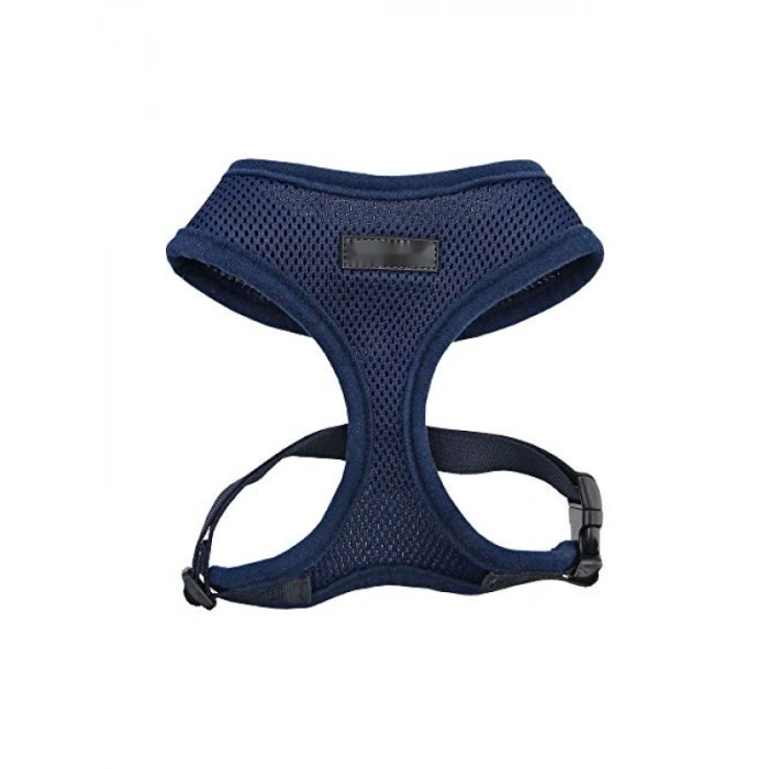 Yumuşak Polyester Köpek Tasma - Ayarlanabilir Göğüs Kayışı - Lacivert - XS