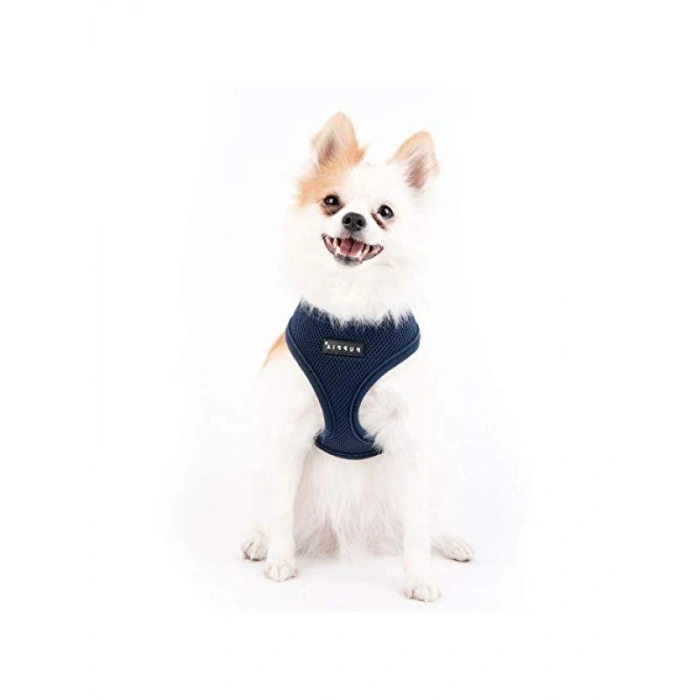 Yumuşak Polyester Köpek Tasma - Ayarlanabilir Göğüs Kayışı - Lacivert - XS